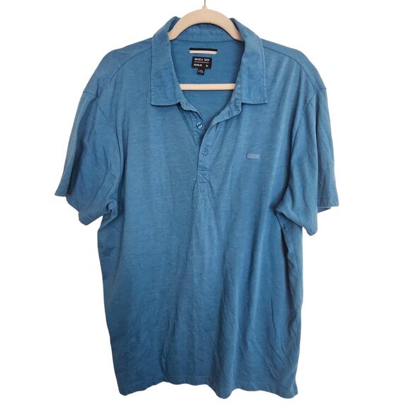 RVCA Polo Shirt Blue Short Sleeve Top Collared Neck Men XL - Picture 1 of 8